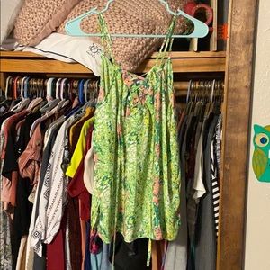 Green tank top blouse
